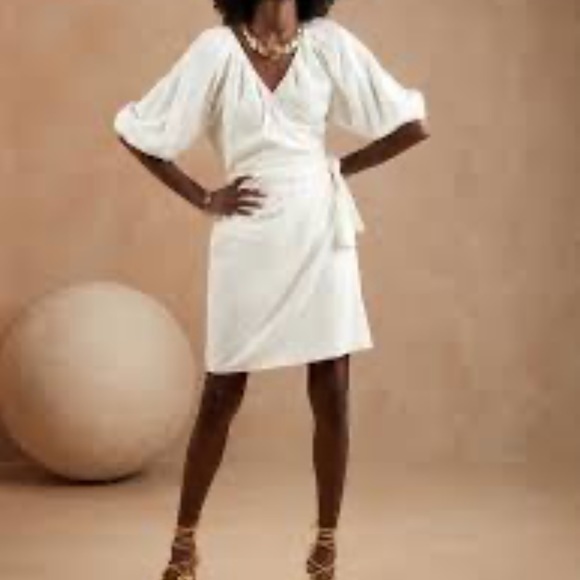 Banana Republic Factory Dresses & Skirts - NWT Banana Republic Factory Linen Blend Balloon Sleeve Wrap Dress Size XL